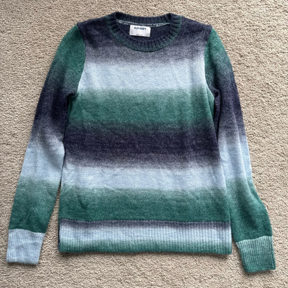 Old Navy Green and Blue Knit Sweater Size S